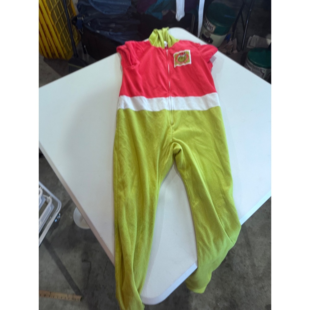 Dr Seuss The Grinch Kids Hooded Fleece Union Suit Pajamas Red Green Size M 8